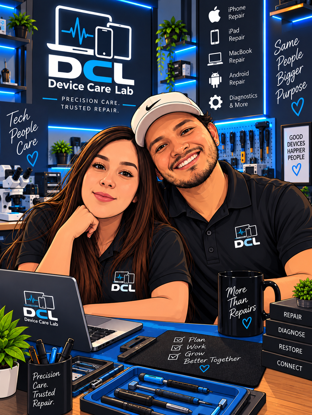 Device Care Lab family illustration